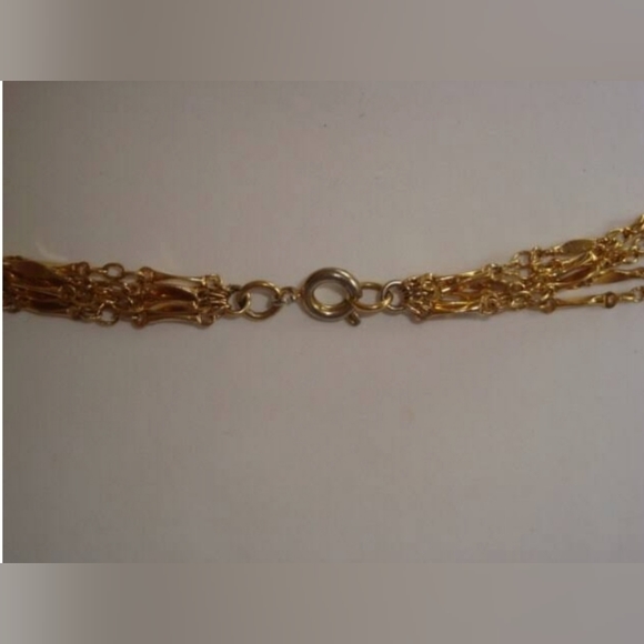 INC Gold Tone 4 Strand Lip Chain Y 15" Choker 20" Necklace - Picture 2 of 4